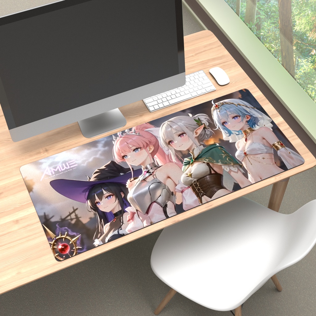 【AMWE】公式デスクマット・プレイマット「勇者集結・王城の守護者たち」 (900×400mm) ｜ Anime Melody with Eve