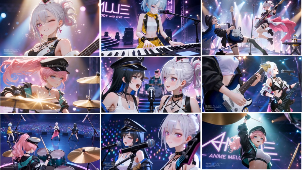 🚀《Eve 🎤 爆裂舞台 – 美少女Rock Band × Anime J-Rock 🎸》ライブ壁紙 & 原作BGM (WAV) | YouTube チャンネルオリジナルキャラクター