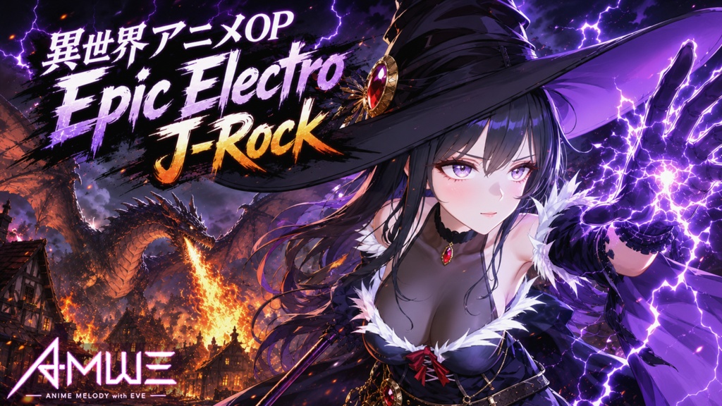 🚀《Rin ⚡ 紫電轟雷 – 雷女巫 vs 炎龍 × Epic Fantasy J-Rock 🐉》ライブ壁紙 ＆ 原作BGM (WAV) | YouTube チャンネルオリジナルキャラクター