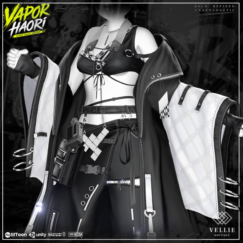 🛑On Sale ◼️【VRC 衣装】 Vapor Haori - Smoke