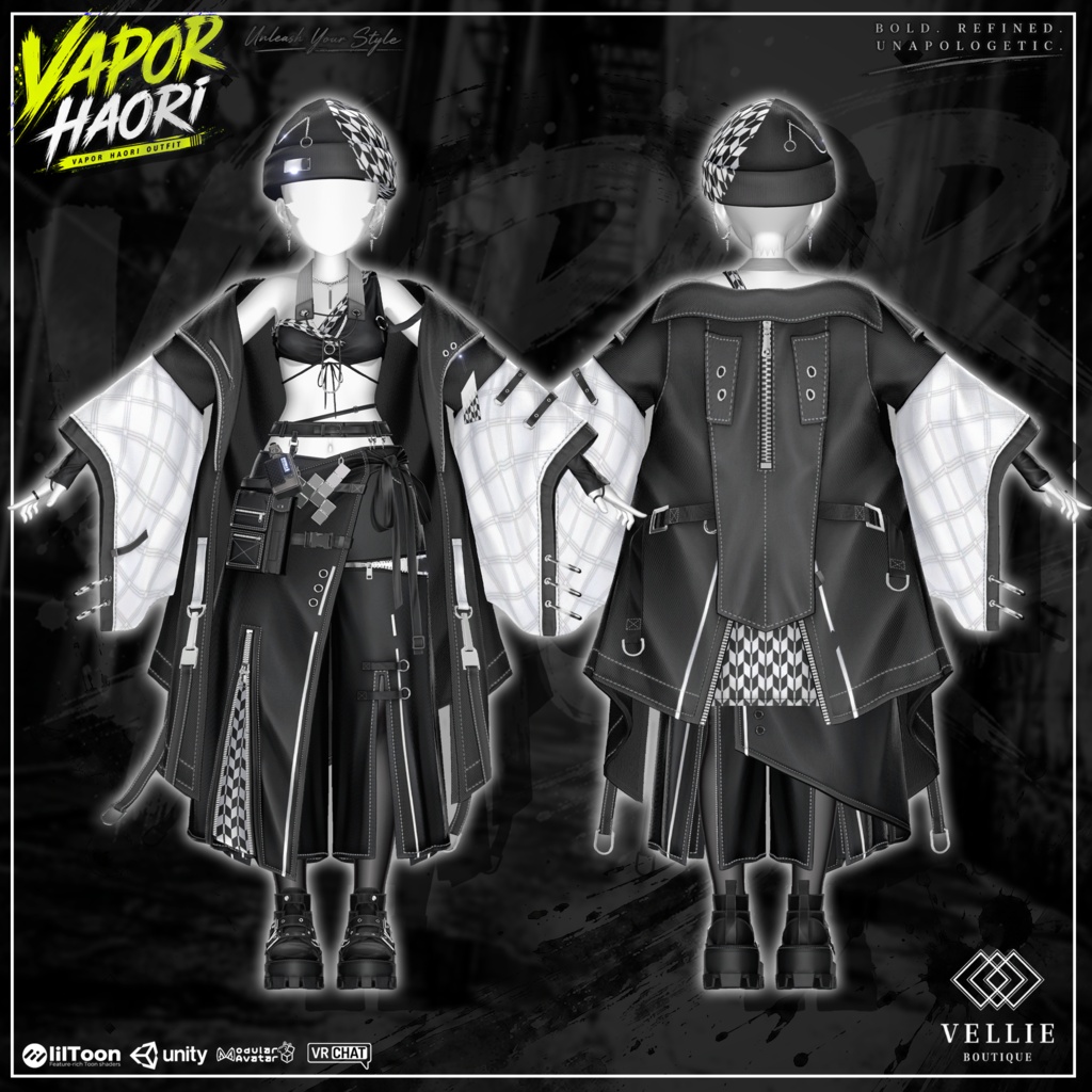 🛑On Sale ◼️【VRC 衣装】 Vapor Haori - Smoke