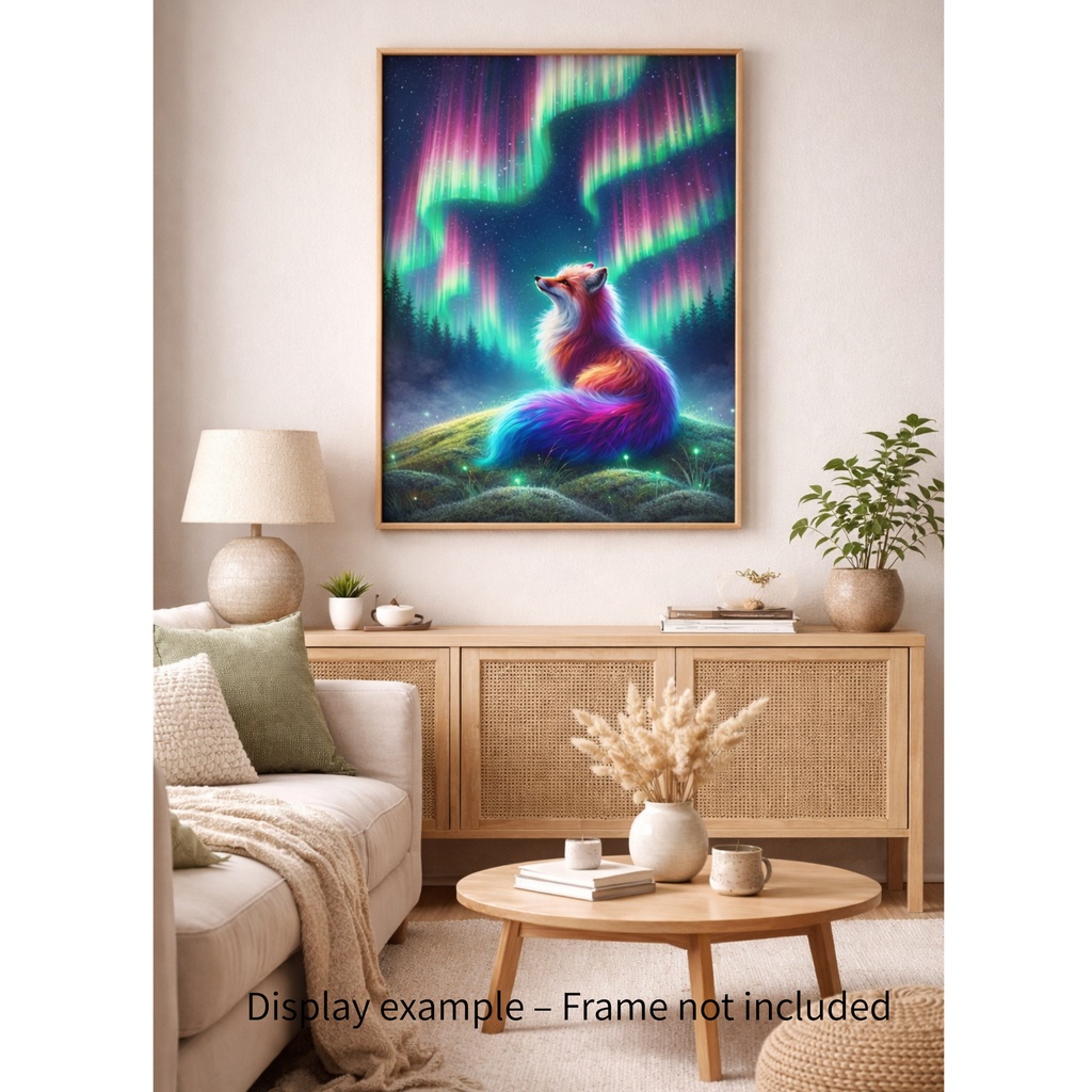 オーロラに祈る狐