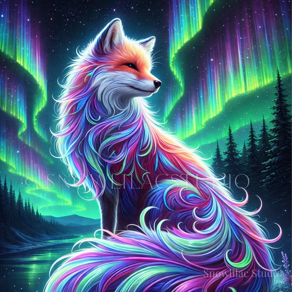 オーロラに彩られた幻想狐ーNorthern Lights Spirit Fox
