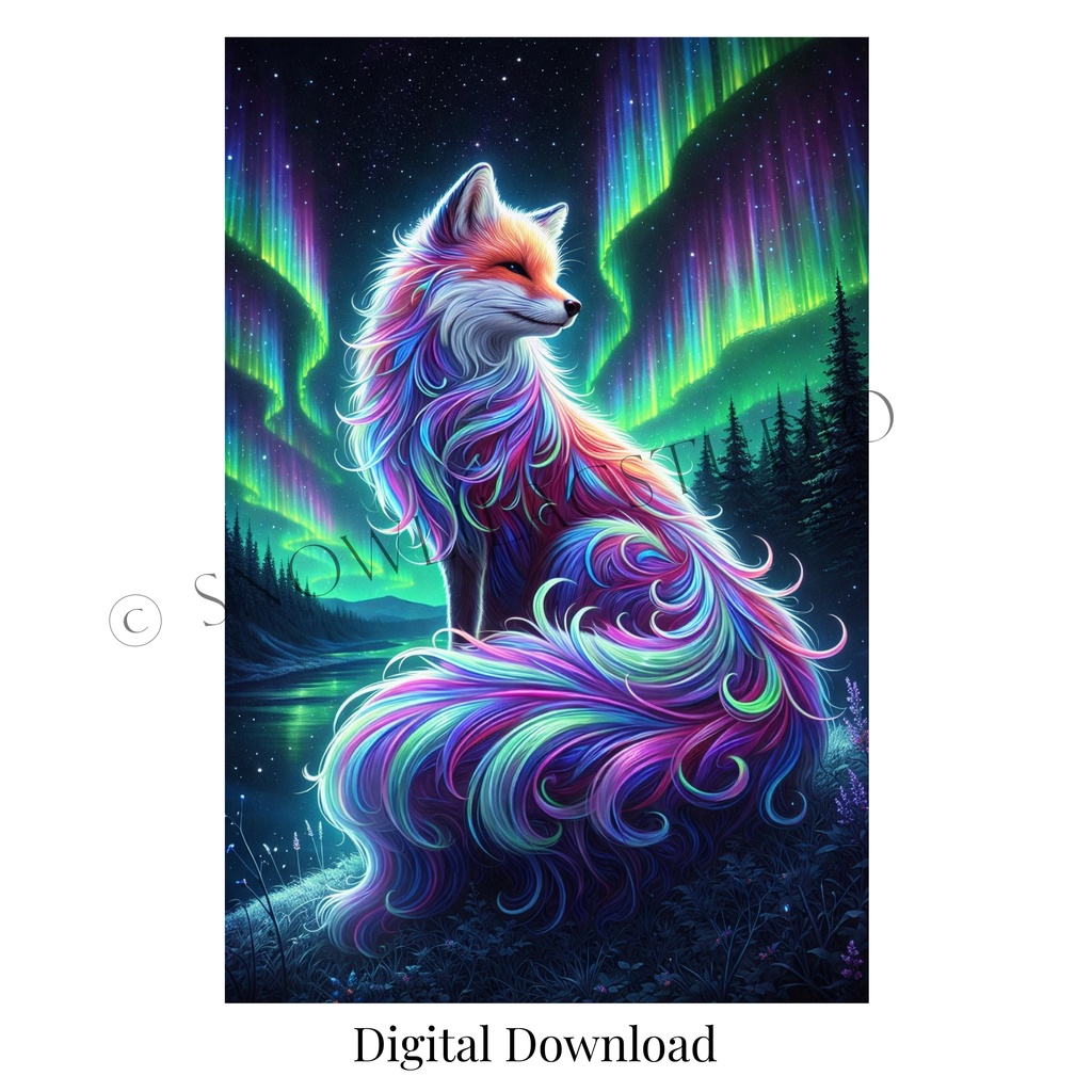 オーロラに彩られた幻想狐ーNorthern Lights Spirit Fox