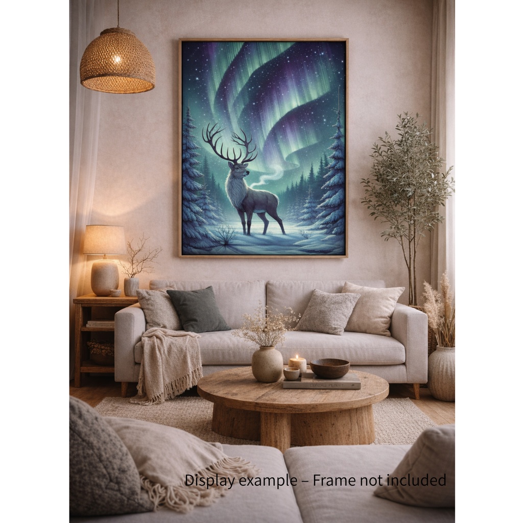 Aurora Stag in the Silent Forest(オーロラの森の鹿)