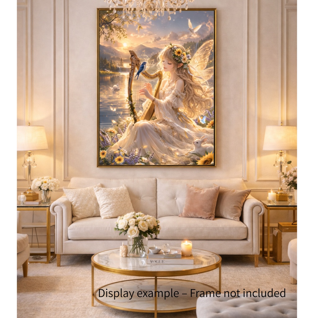 夕暮れの湖畔で奏でる妖精のハープ