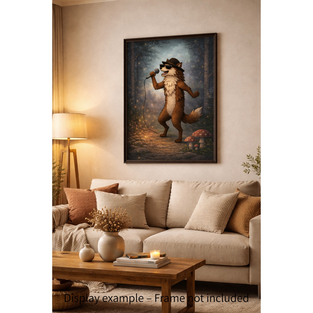 森のステージで歌うキツネ - 幻想のナイトシンガー