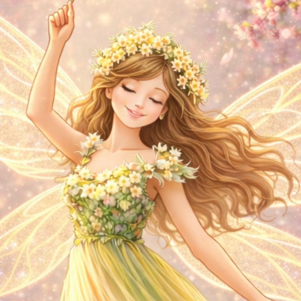 桜の光に舞う春の妖精 – Spring Blossom Fairy
