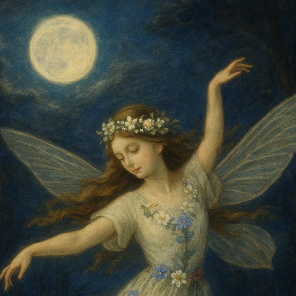 月夜に舞う花の妖精ーFlower Fairy Dancing Under the Moonlight