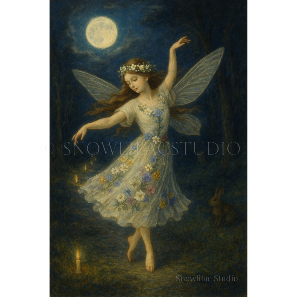 月夜に舞う花の妖精ーFlower Fairy Dancing Under the Moonlight
