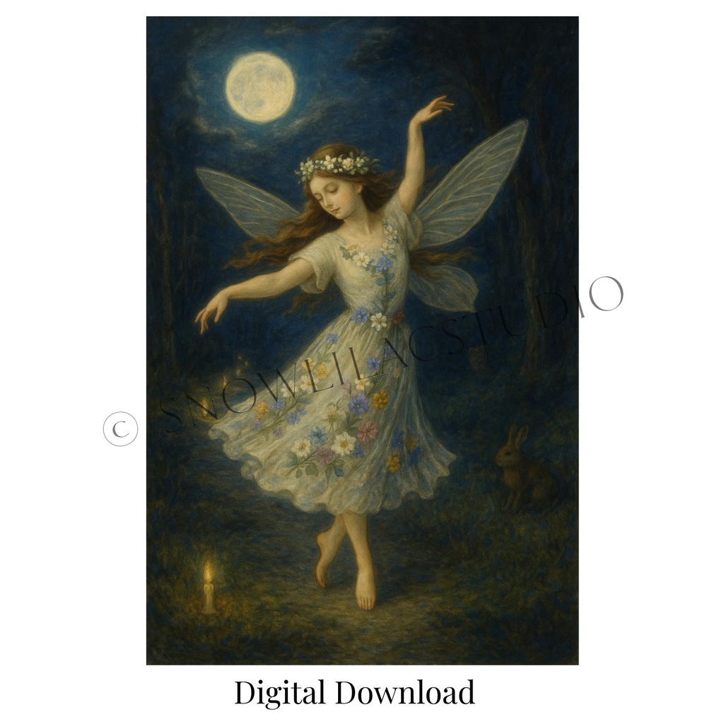 月夜に舞う花の妖精ーFlower Fairy Dancing Under the Moonlight