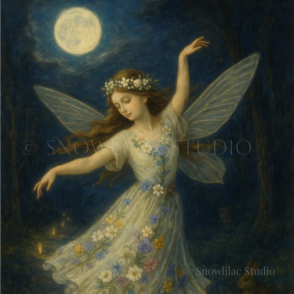月夜に舞う花の妖精ーFlower Fairy Dancing Under the Moonlight