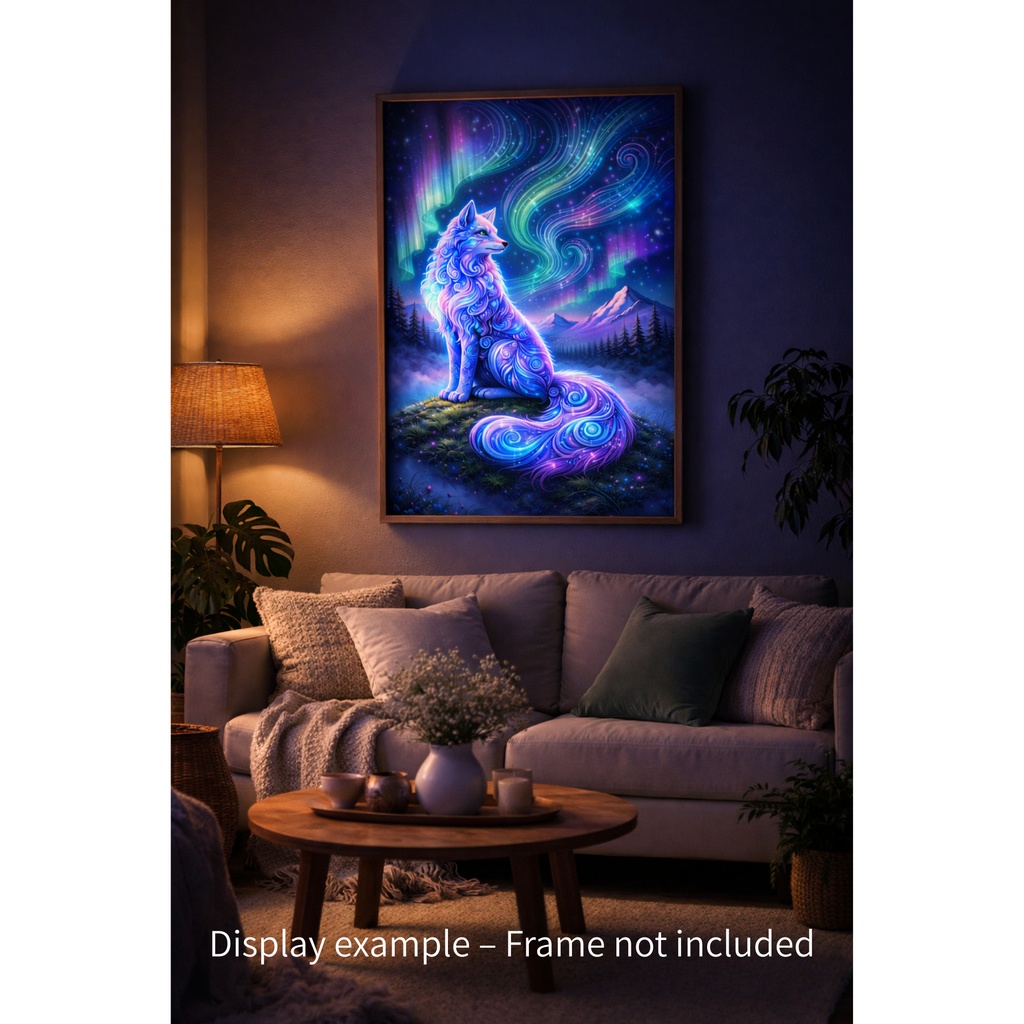 オーロラに佇む幻想のキツネ - Celestial Aurora Fox