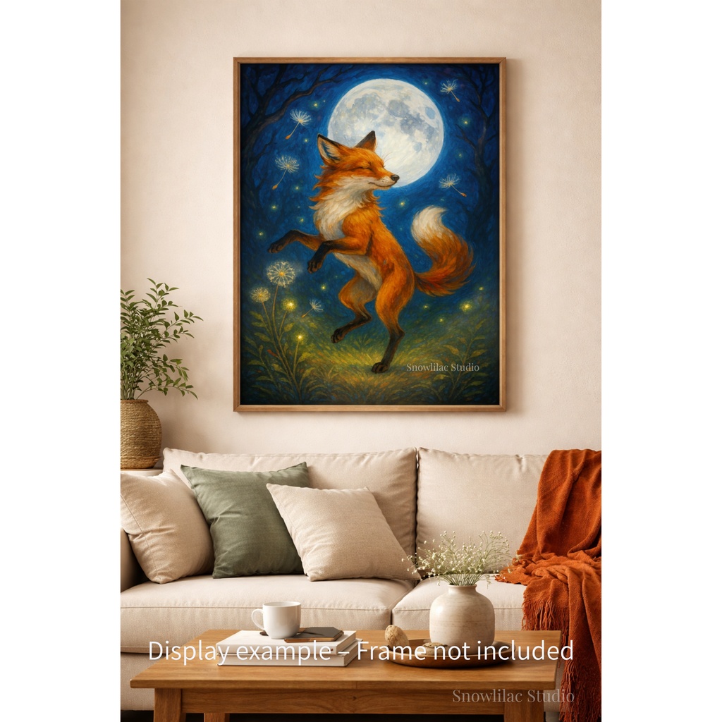 月夜に舞うキツネ – 静かな森の夢 |デジタルアート