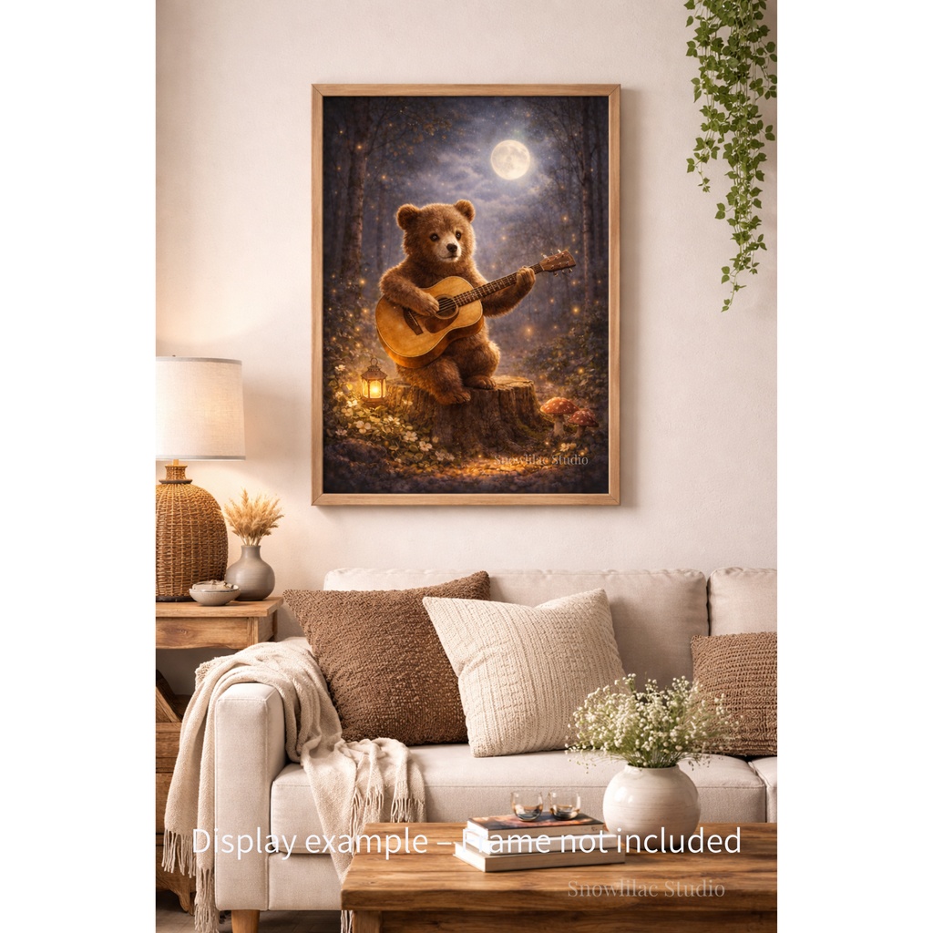 月夜に奏でるクマの音色 – Forest Bear Playing Guitar