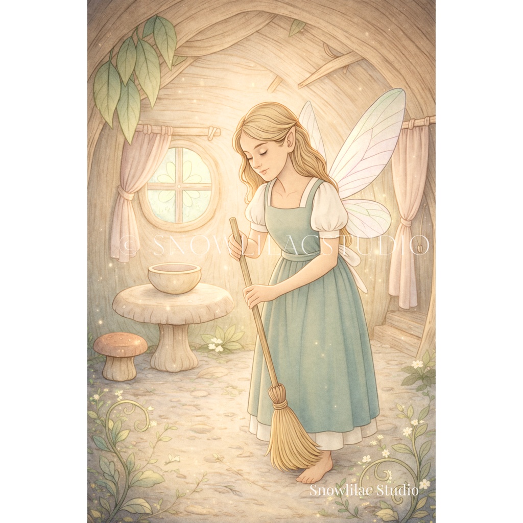 静かな朝のひととき — 木の家の妖精の暮らし