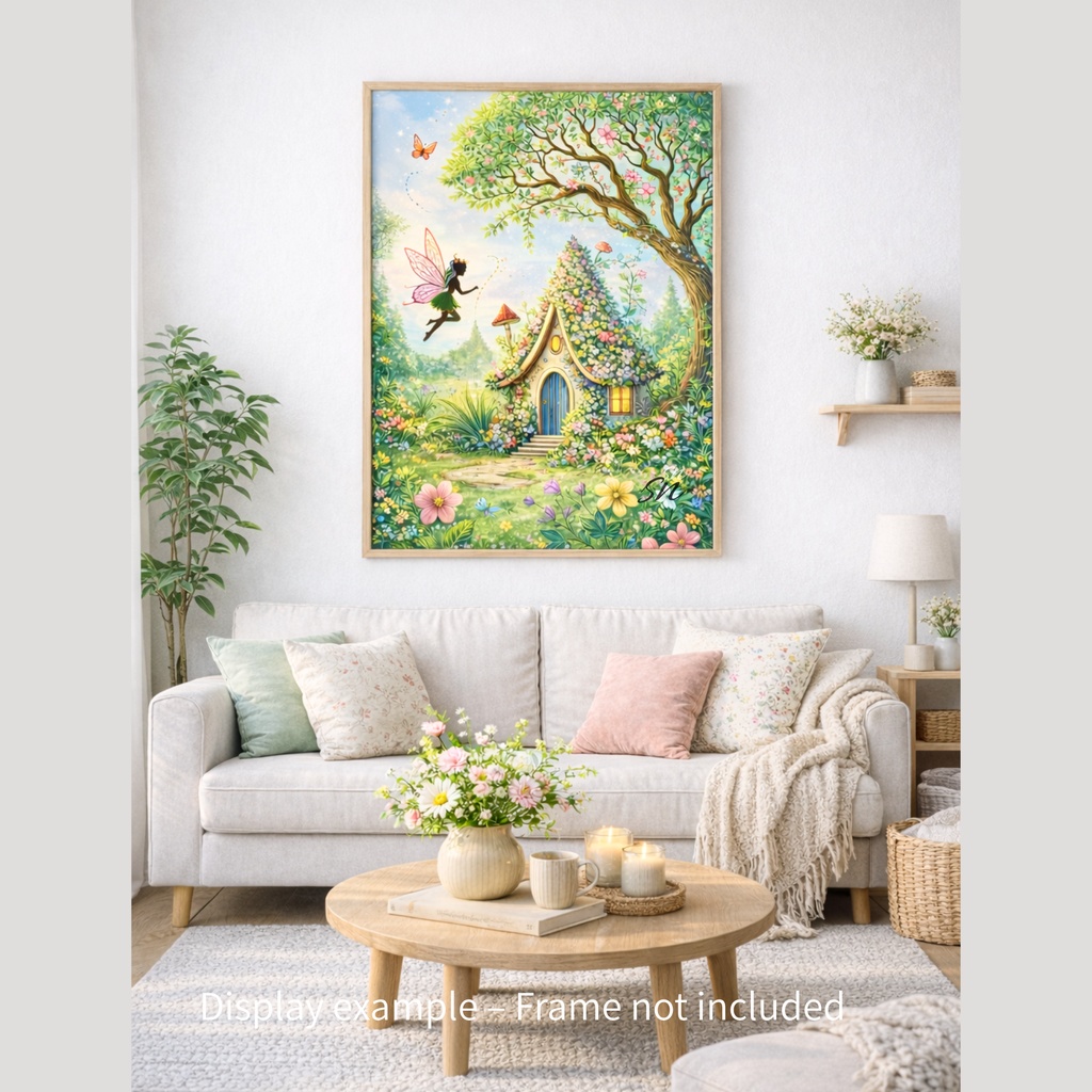 花咲く妖精の家と春の庭|ファンタジーデジタルアート