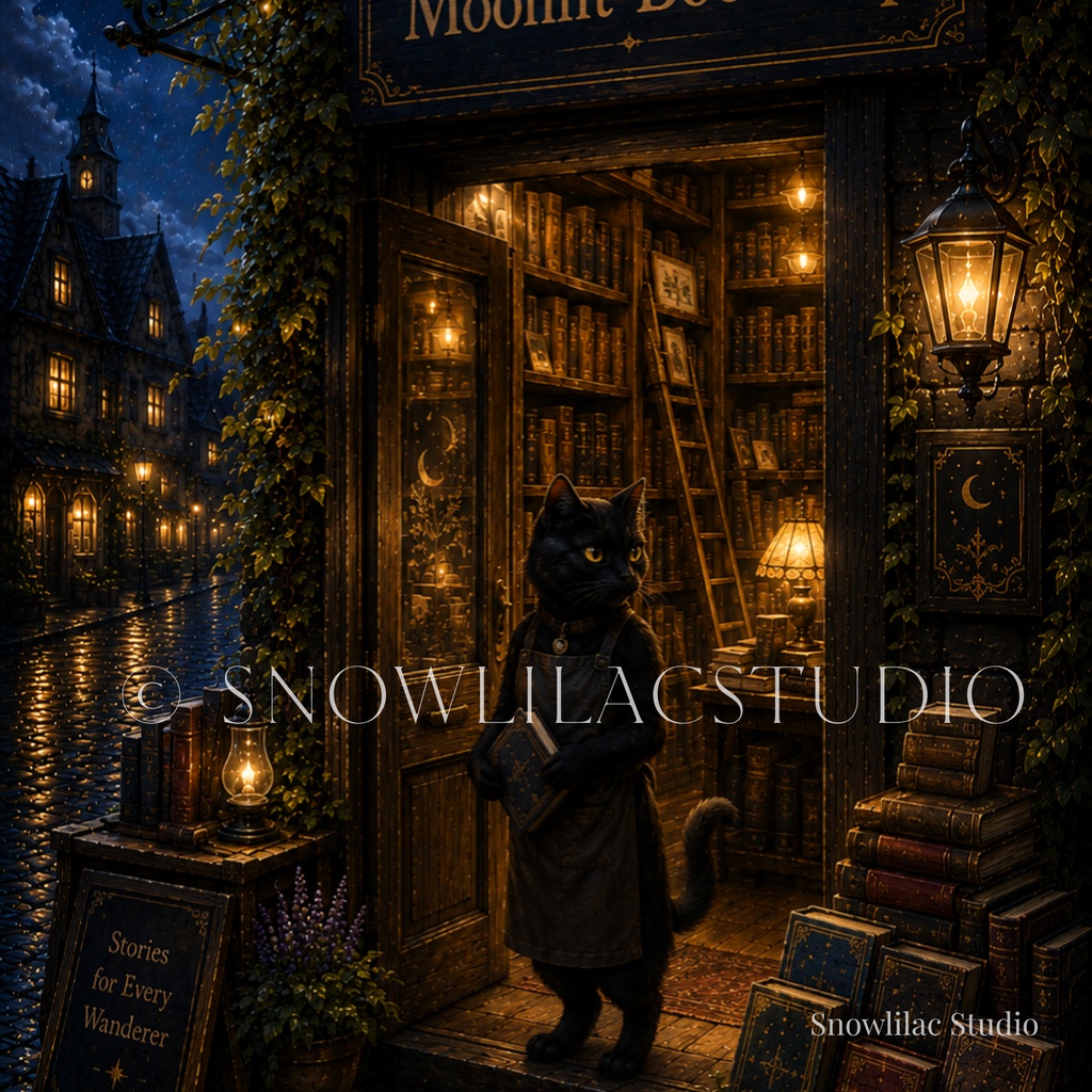 月夜の古書店 － 黒猫の古書店員と静かな夜の物語 －