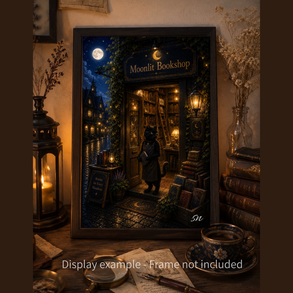 月夜の古書店 - 黒猫の古書店員と静かな夜の物語 -