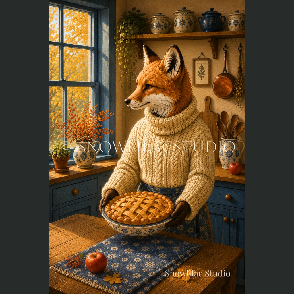 秋のキッチンのきつね|Cozy Fox Collection