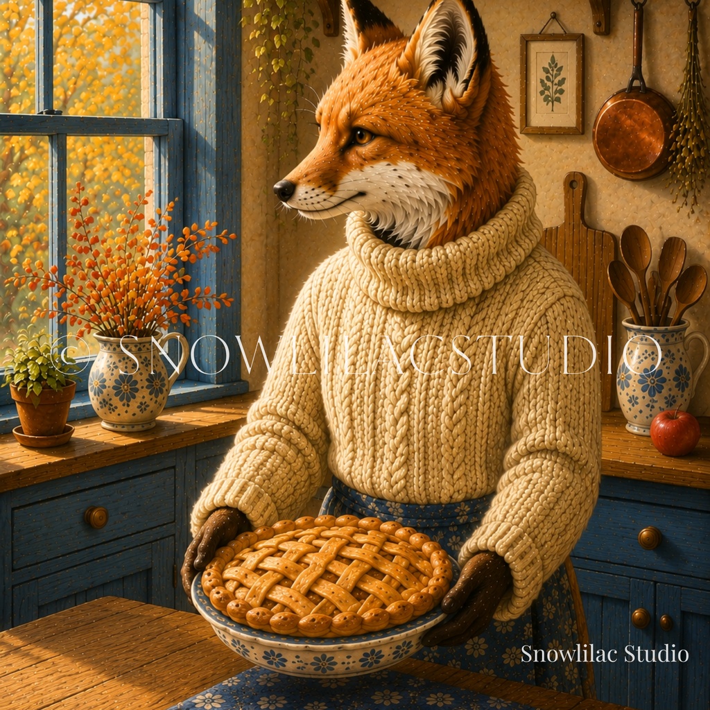 秋のキッチンのきつね｜Cozy Fox Collection