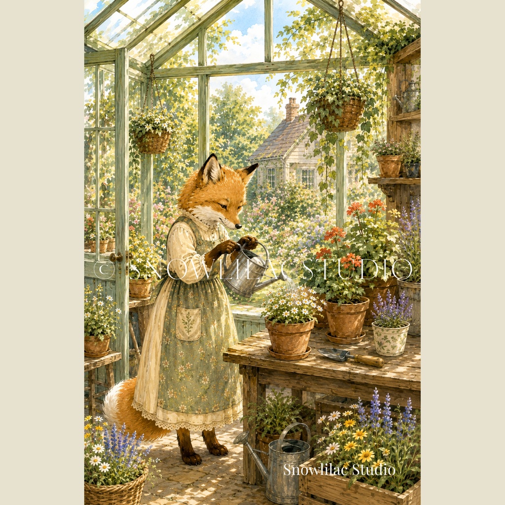 温室のきつね|Cozy Fox Collection|デジタルアート