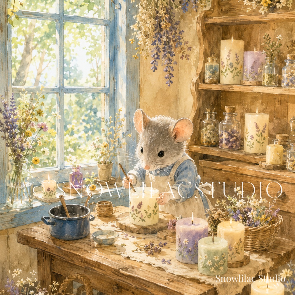 ねずみのキャンドル屋さん|森の小さなお店|デジタルアート