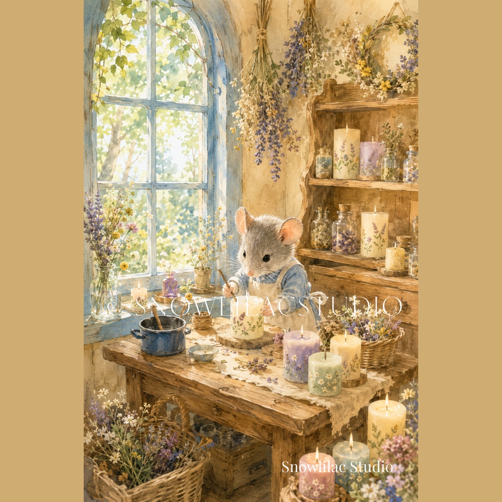 ねずみのキャンドル屋さん|森の小さなお店|デジタルアート