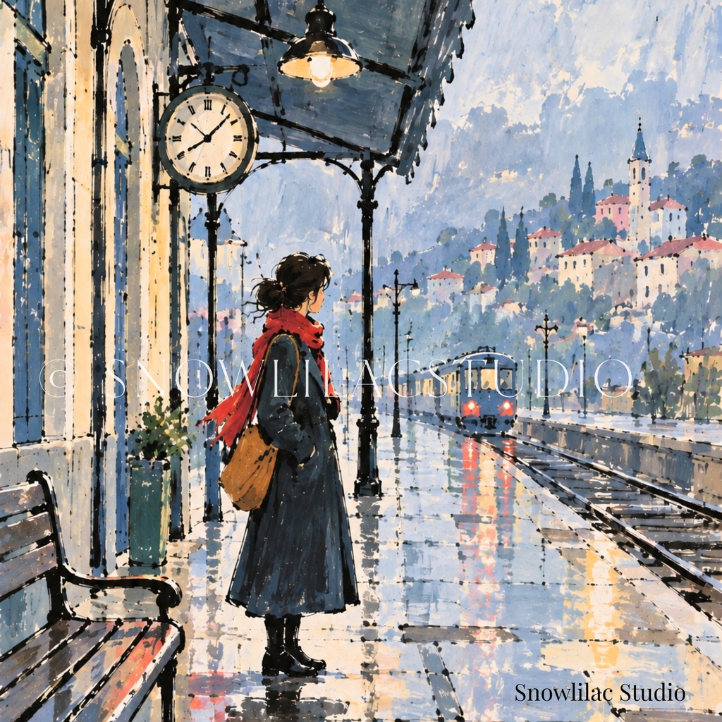 雨の駅で｜デジタルアート