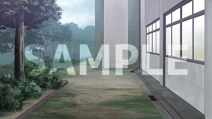 背景フリー素材「校舎裏」