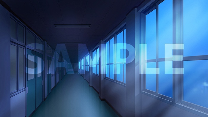 背景フリー素材「学校廊下」