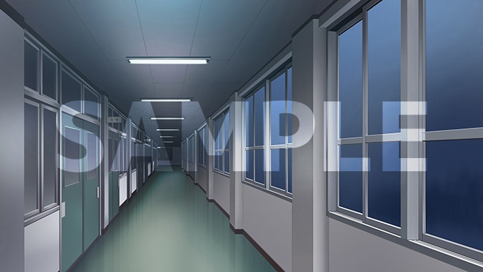 背景フリー素材「学校廊下」