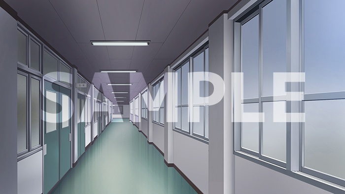 背景フリー素材「学校廊下」