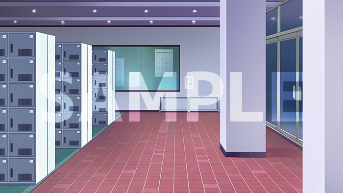 背景フリー素材「学校昇降口」「学校靴箱」