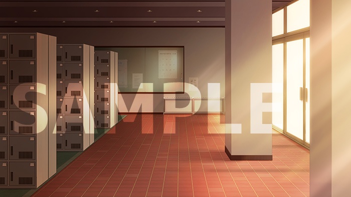 背景フリー素材「学校昇降口」「学校靴箱」