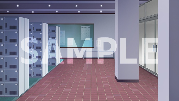 背景フリー素材「学校昇降口」「学校靴箱」