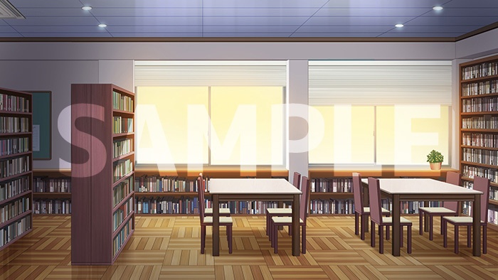 背景フリー素材「図書室」