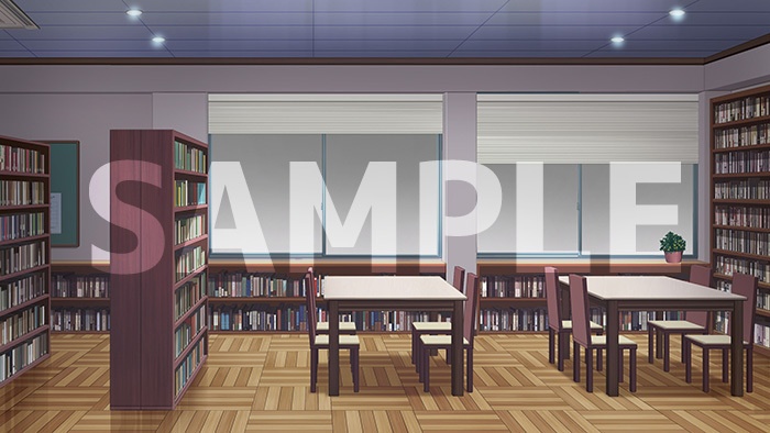 背景フリー素材「図書室」