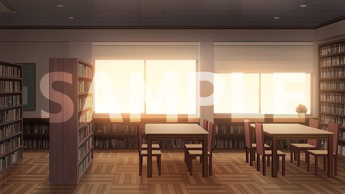 背景フリー素材「図書室」