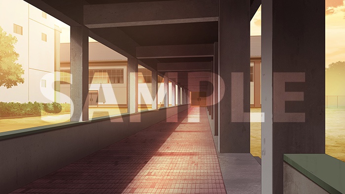 背景フリー素材「渡り廊下」