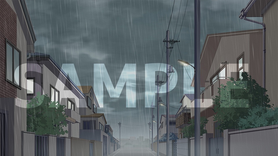 背景フリー素材「住宅街」