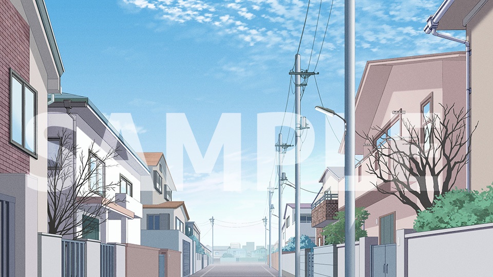 背景フリー素材「住宅街」