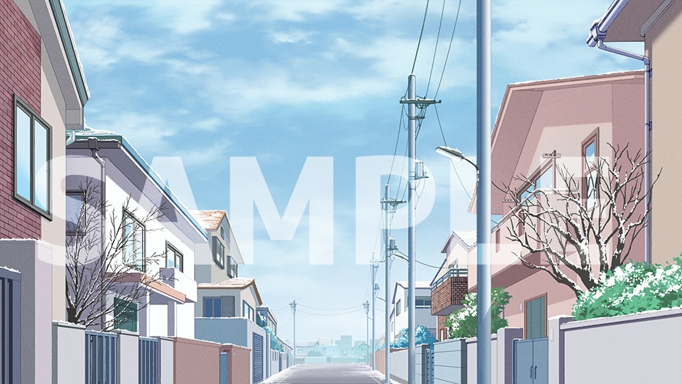 背景フリー素材「住宅街」