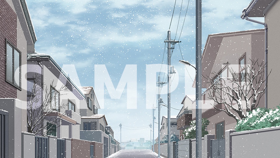 背景フリー素材「住宅街」