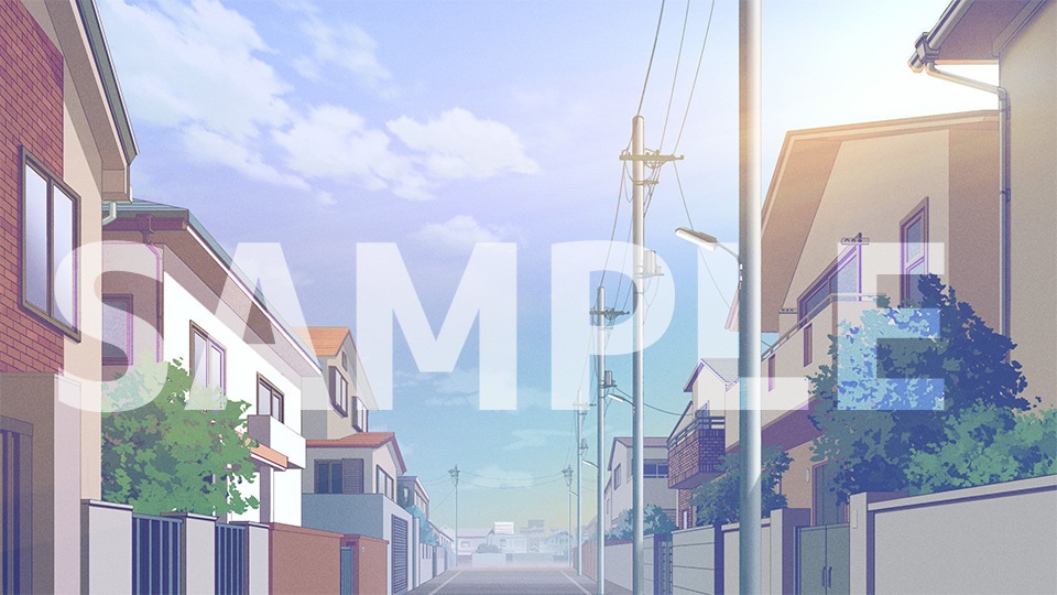 背景フリー素材「住宅街」