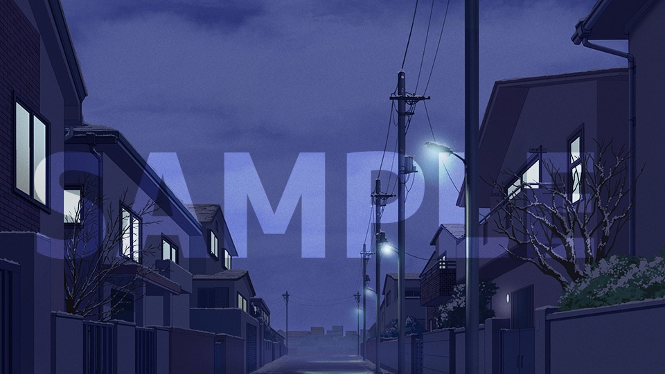 背景フリー素材「住宅街」