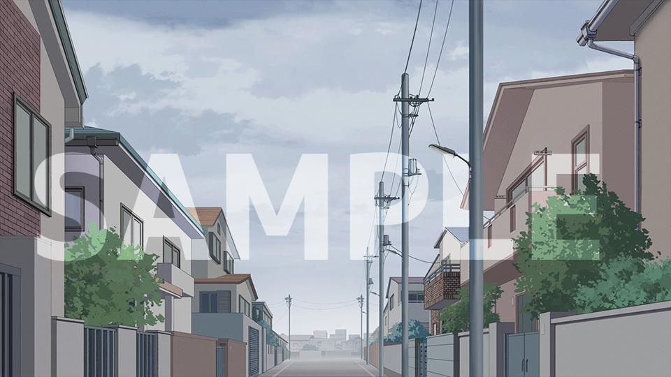 背景フリー素材「住宅街」