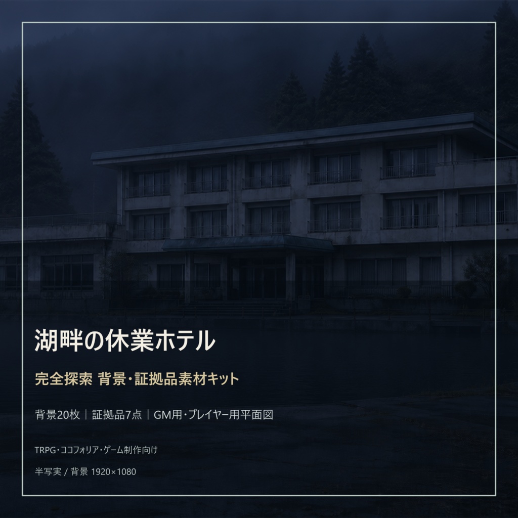 湖畔の休業ホテル｜完全探索背景・証拠品素材キット【TRPG・ココフォリア】