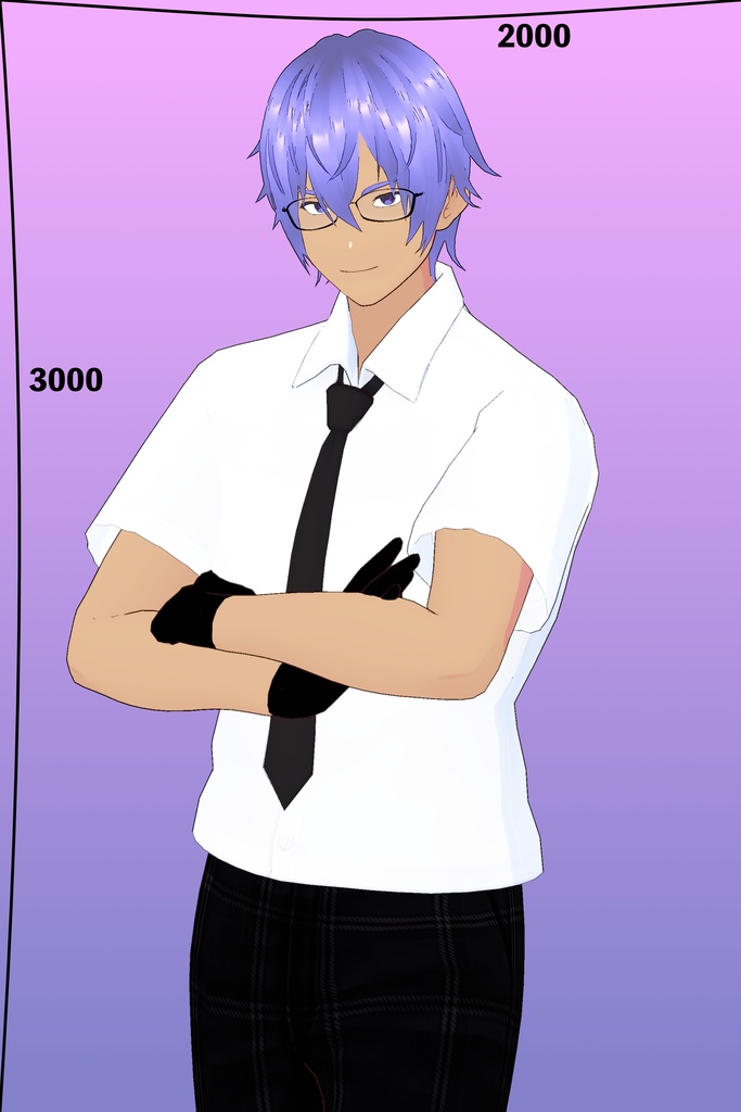 【無料】立ち絵素材01男性(眼鏡/ネクタイ/褐色肌/現代/SF)