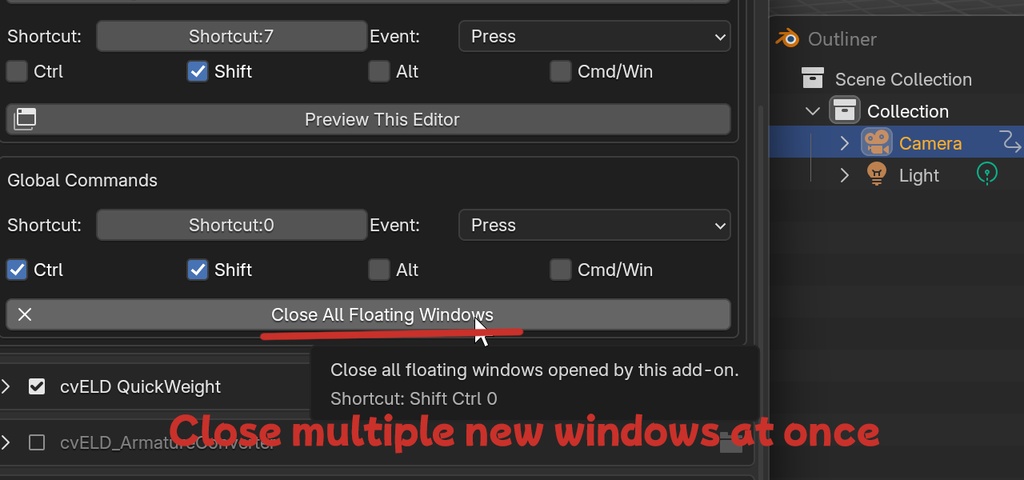 cvELD FloatingWindows - マウス位置にフローティングウィンドウを開く